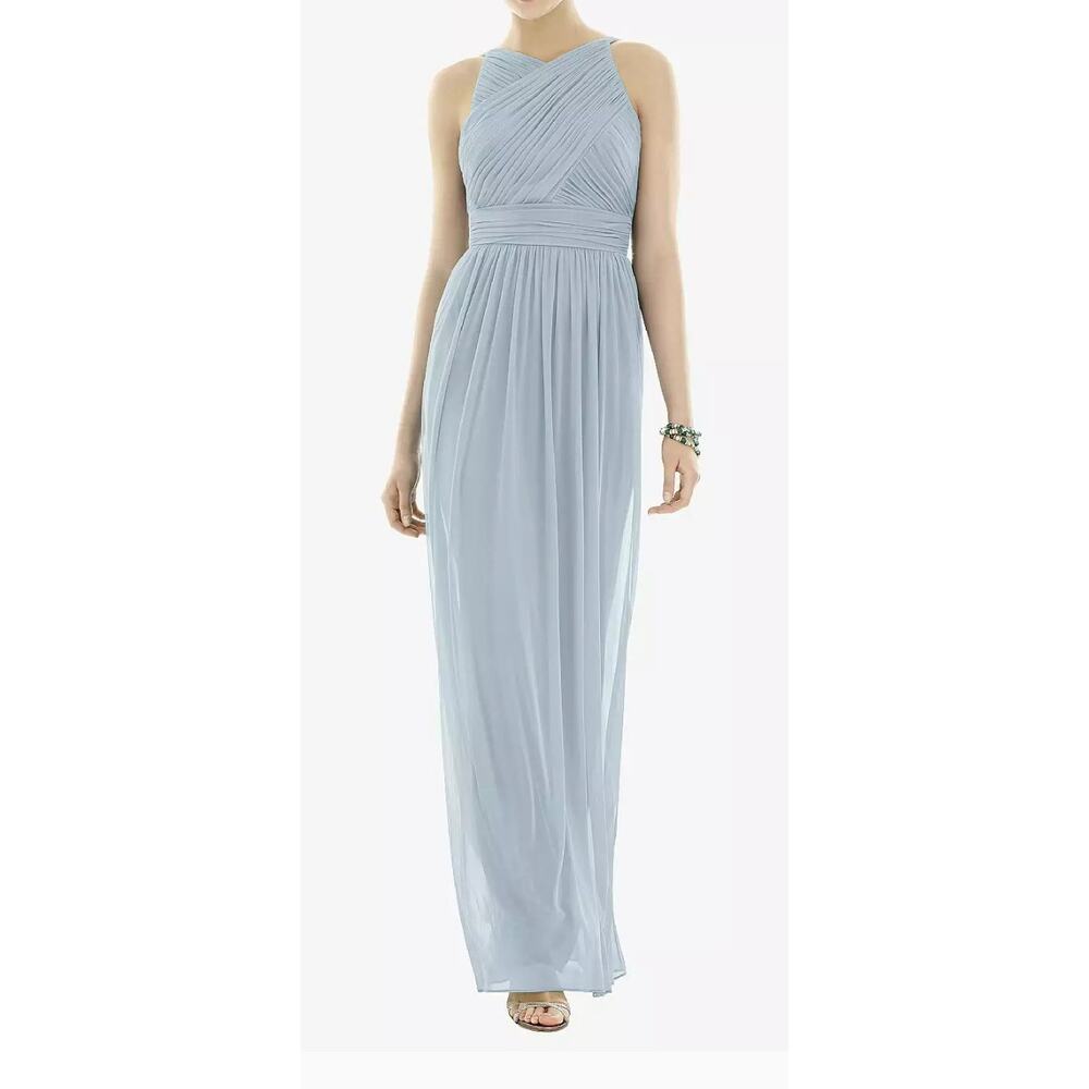 Alfred Sung Chiffon Knit Formal Dress Mist Blue D692 Size 12